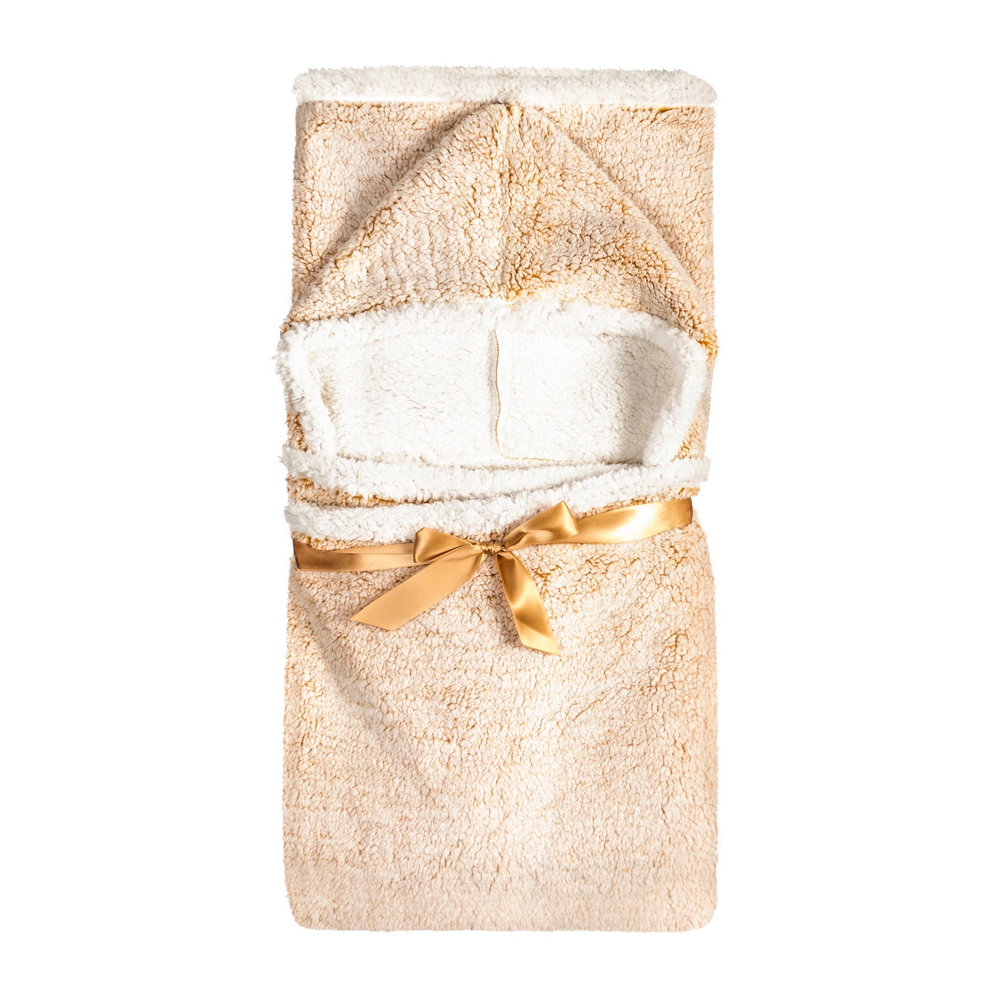 Wearable Sherpa Blanket Hoodie | Mustard Frosted Fleece Throw for Adults, Oversized Hooded 48x65