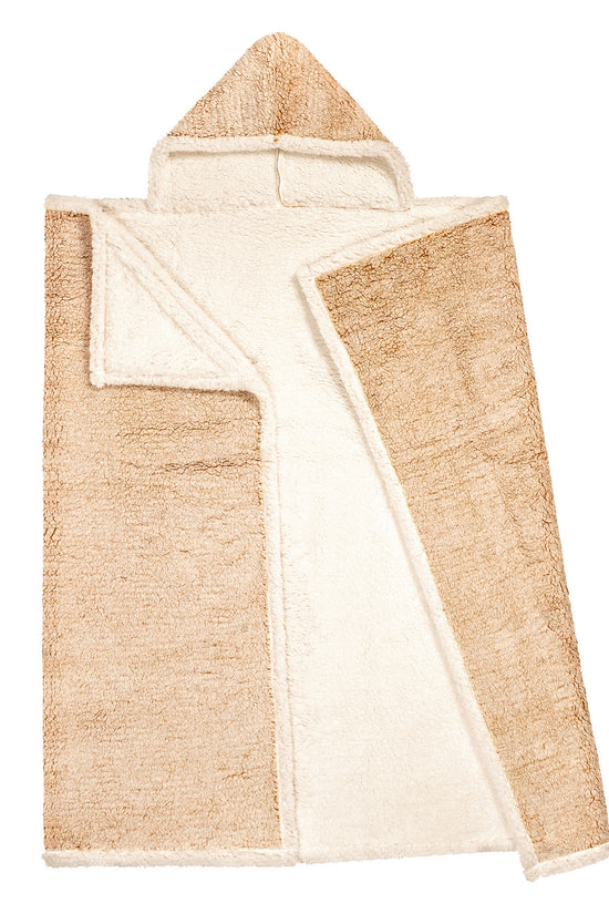 Wearable Sherpa Blanket Hoodie | Mustard Frosted Fleece Throw for Adults, Oversized Hooded 48x65