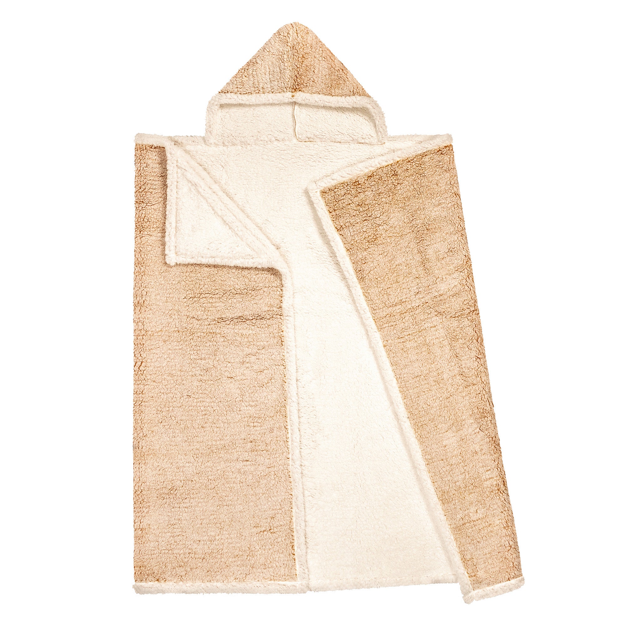 Wearable Sherpa Blanket Hoodie | Mustard Frosted Fleece Throw for Adults, Oversized Hooded 48x65