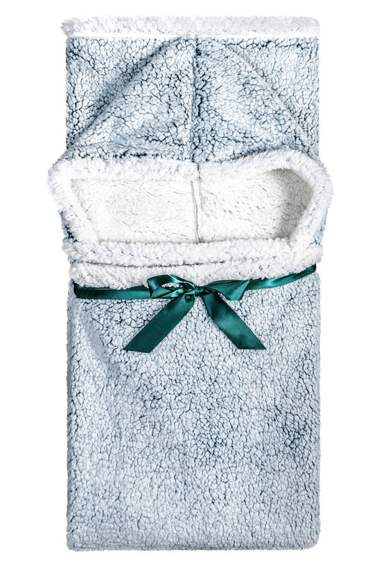 Oversized Wearable Blanket Hoodie | Frosted Teal Sherpa Fleece Throw for Adults, Cozy Hooded 48x65