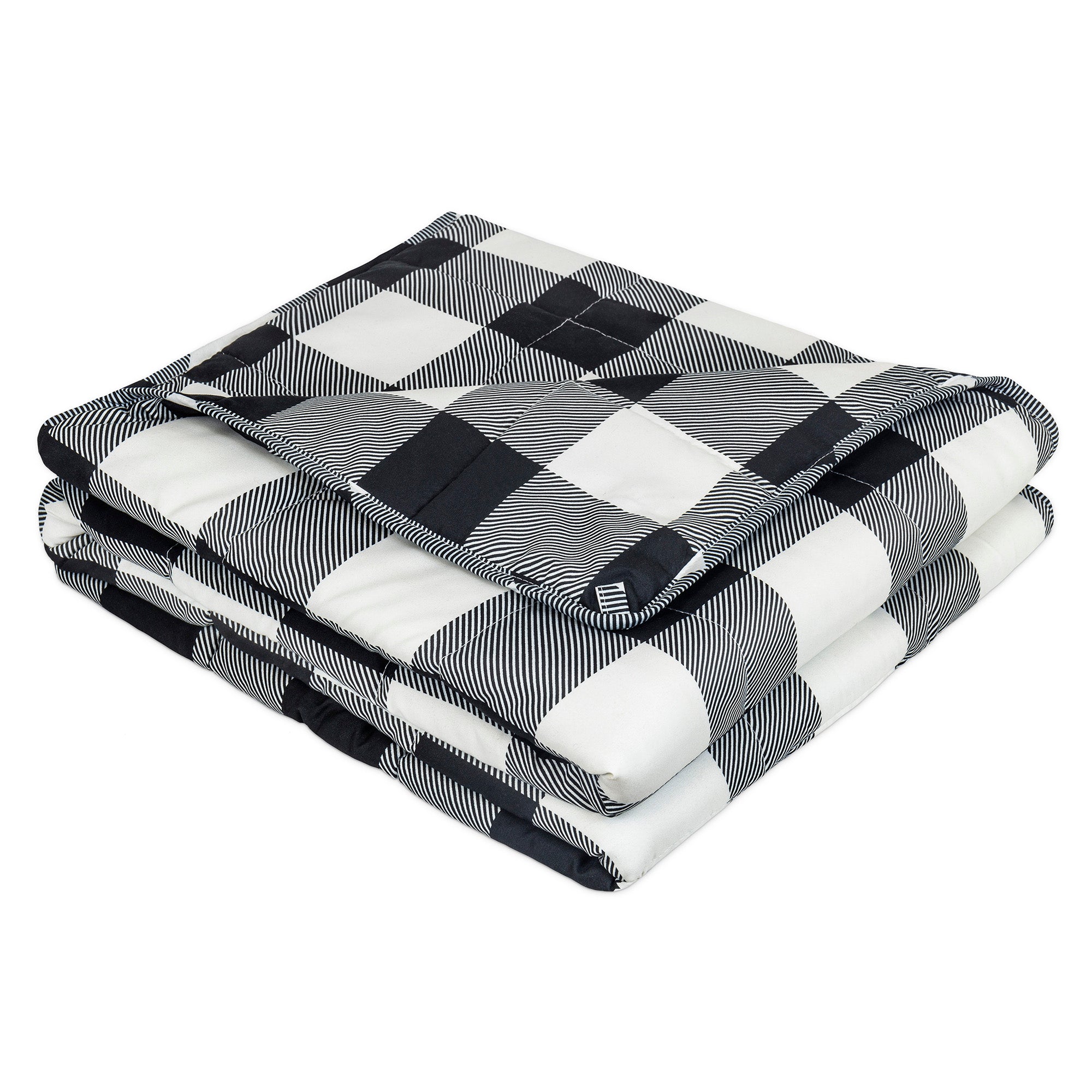 Weighted Blanket 48x72 Black & White Buffalo Plaid | Microfiber Comfort Throw for Anxiety & Deep Sleep