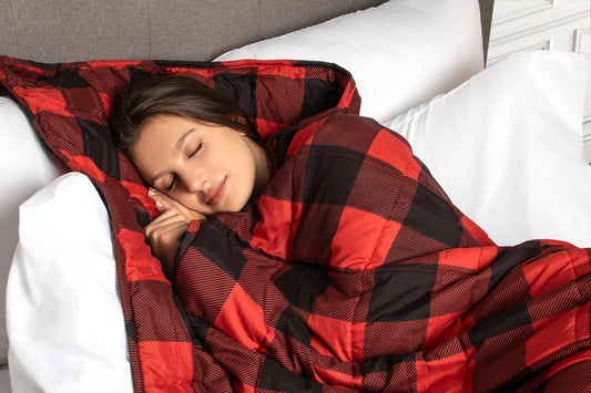 Weighted Blanket 48x72 Red & Black Buffalo Plaid | Microfiber Comfort Throw for Anxiety & Deep Sleep