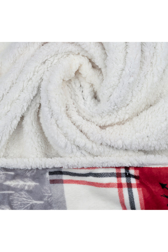 Oversized Flannel & Sherpa Hooded Throw Blanket (48