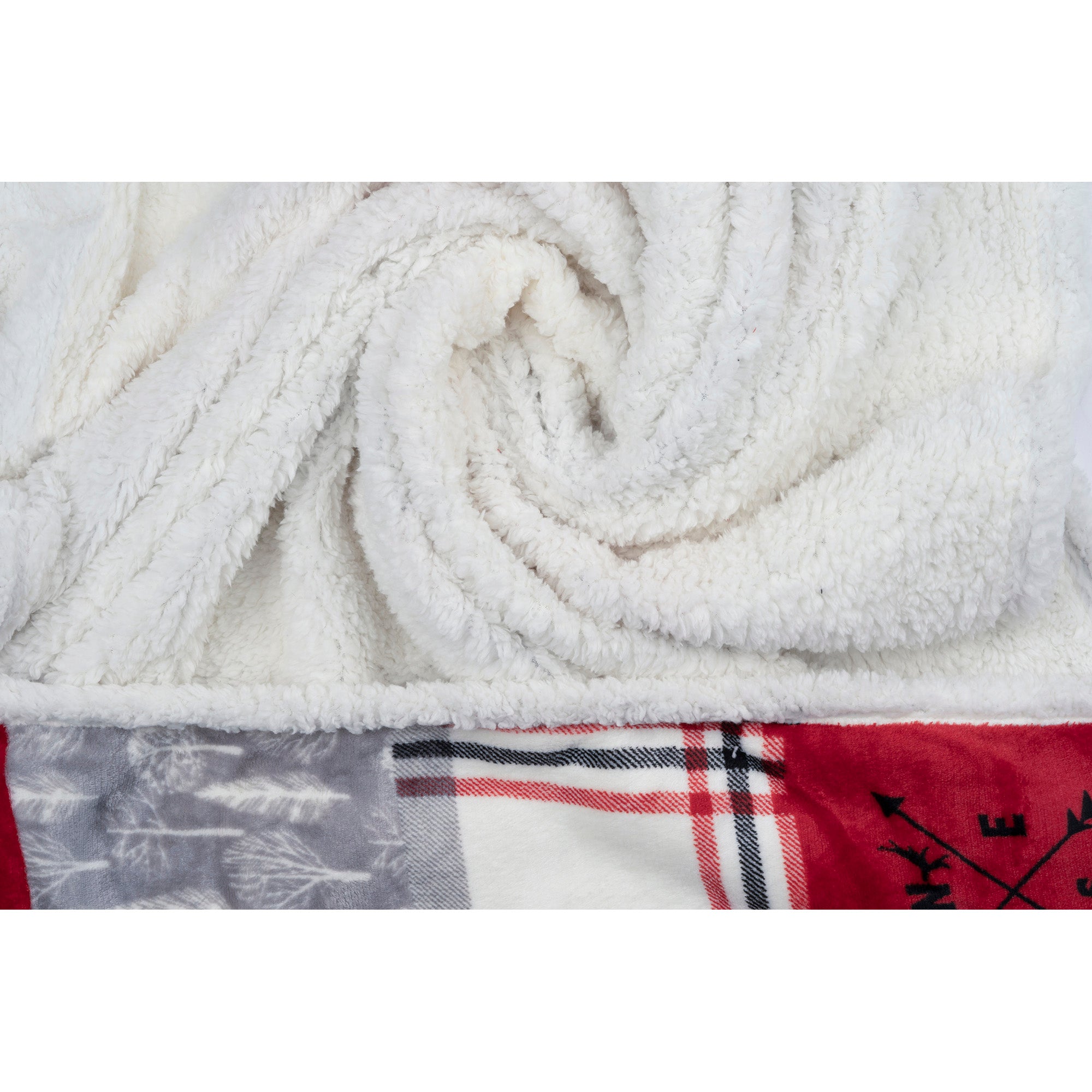 Oversized Flannel & Sherpa Hooded Throw Blanket (48"x65") | Forest Patchwork Wearable Cozy Blanket with Kangaroo Pocket