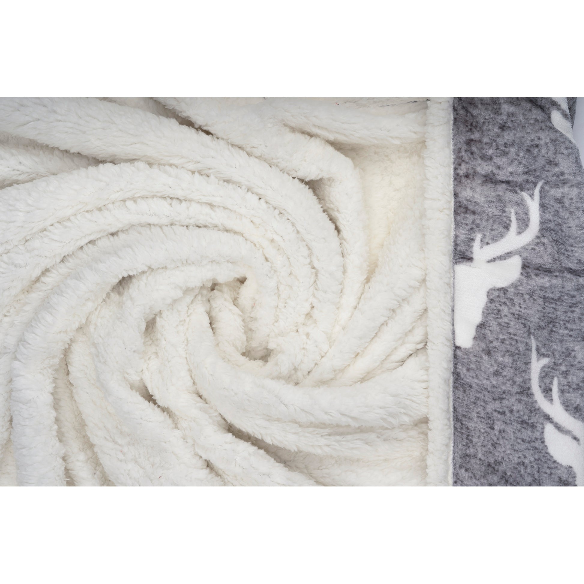 Wearable Blanket Hoodie | Heathered Grey Stag Print Sherpa Throw 48x65 | Cozy Winter Lodge Gift
