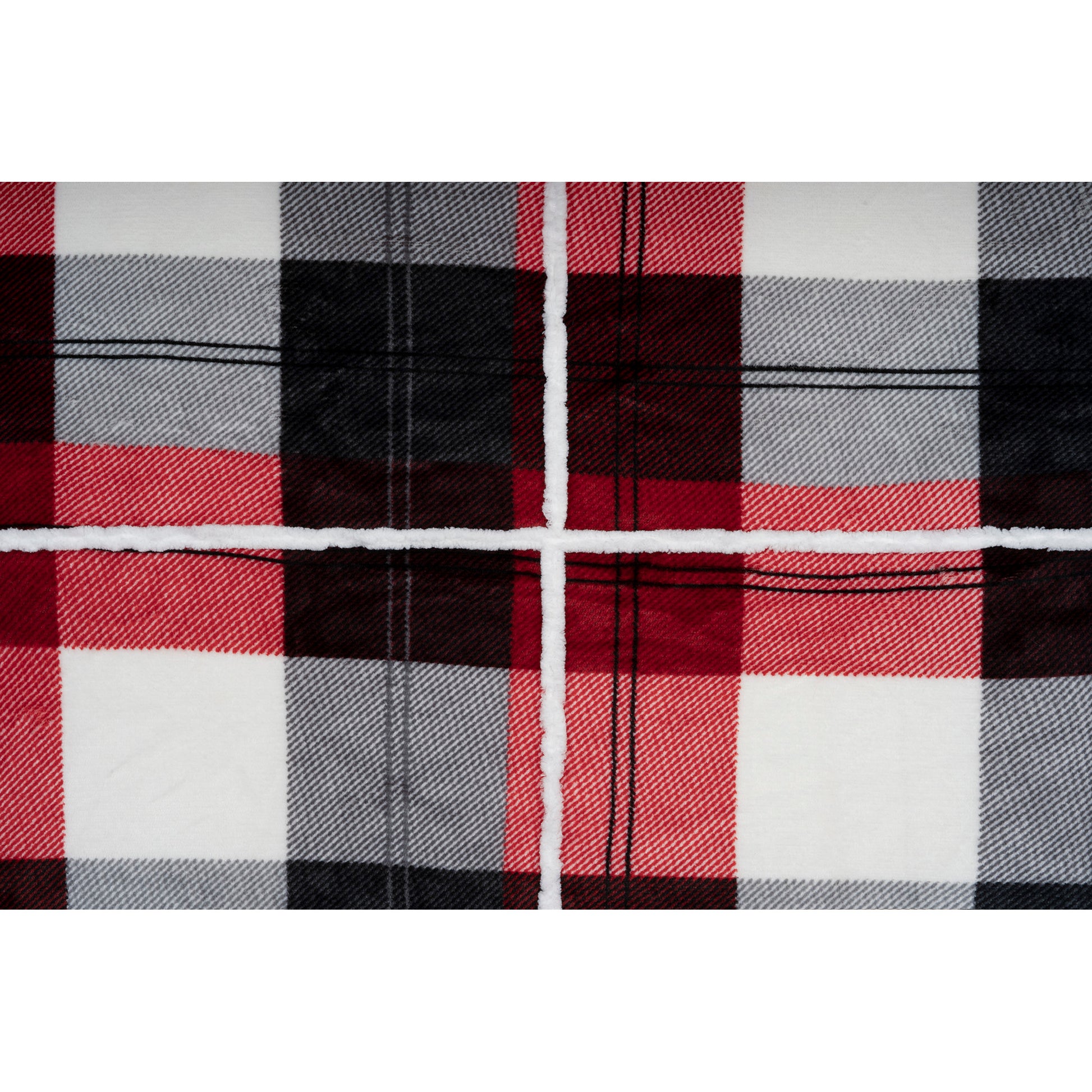 Wearable Blanket Hoodie | Red Winter Plaid Flannel w/ Sherpa Lining 48x65 | Cozy Christmas Gift