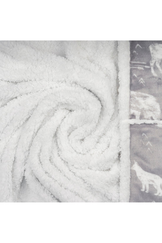 Wearable Blanket Hoodie | Grey Wildlife Moose Print Flannel w/ Sherpa Lining 48x65 | Cabin Gift