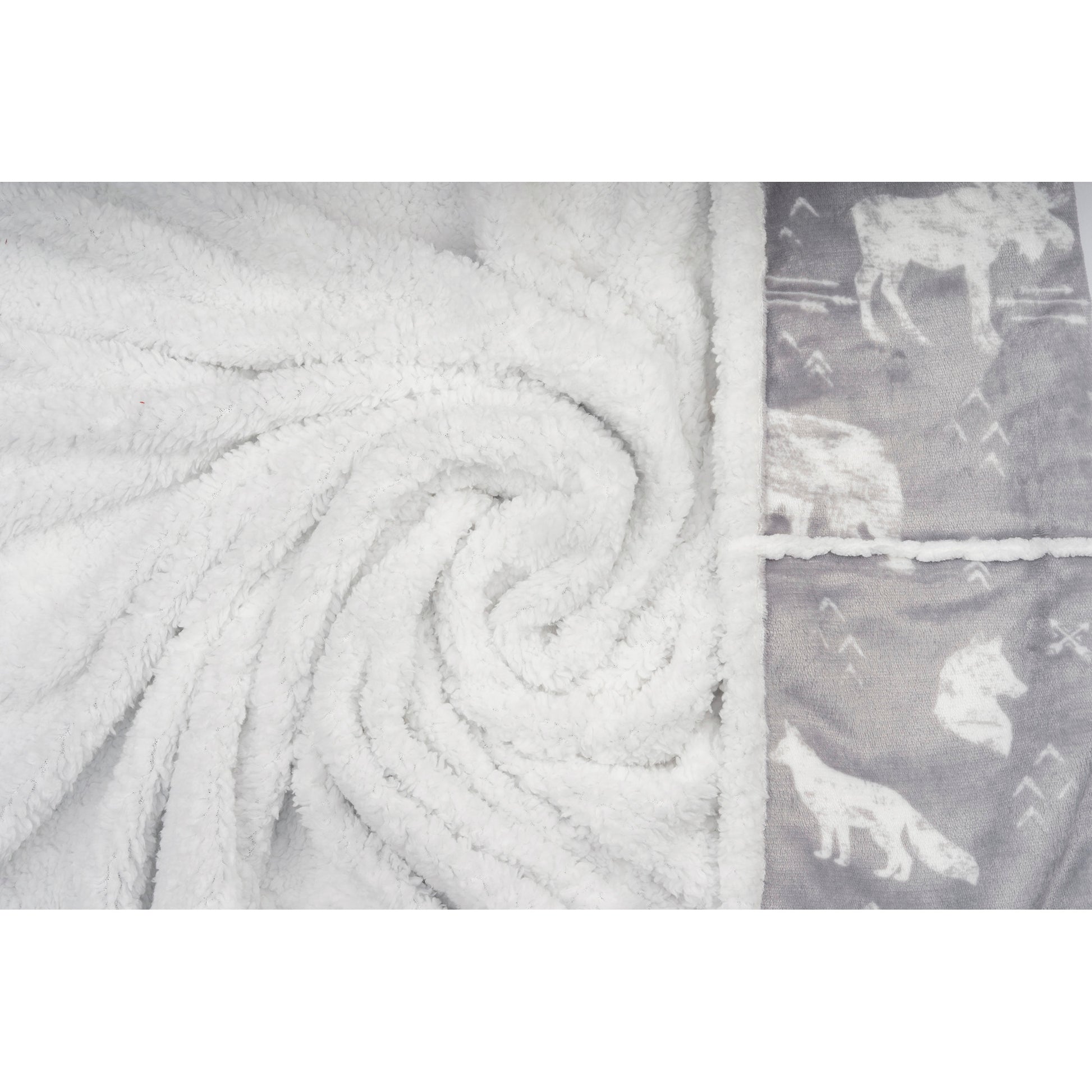 Wearable Blanket Hoodie | Grey Wildlife Moose Print Flannel w/ Sherpa Lining 48x65 | Cabin Gift