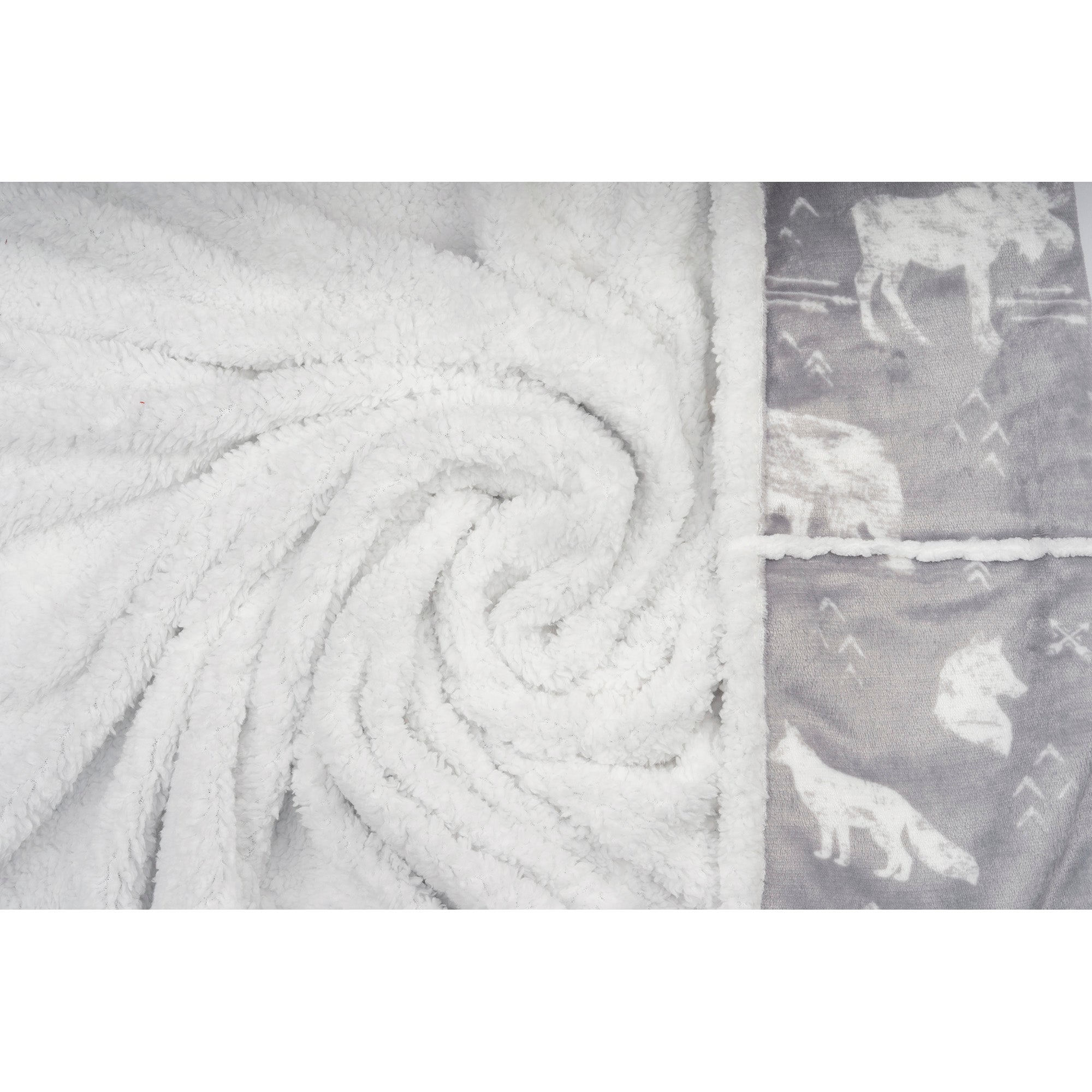 Wearable Blanket Hoodie | Grey Wildlife Moose Print Flannel w/ Sherpa Lining 48x65 | Cabin Gift