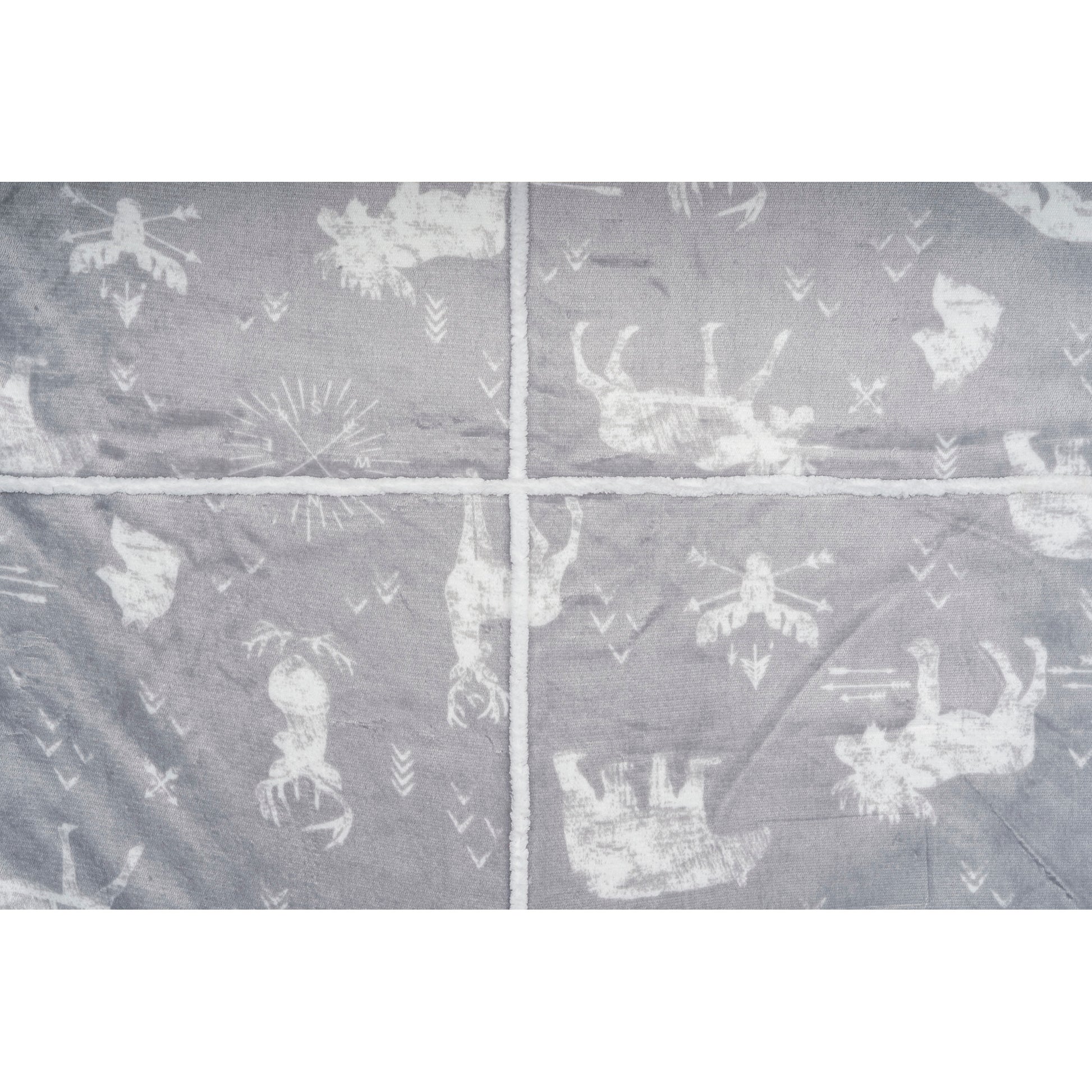 Wearable Blanket Hoodie | Grey Wildlife Moose Print Flannel w/ Sherpa Lining 48x65 | Cabin Gift