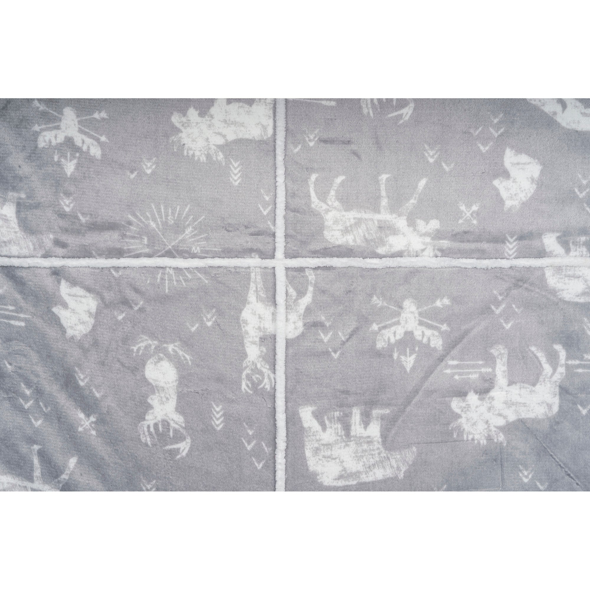 Wearable Blanket Hoodie | Grey Wildlife Moose Print Flannel w/ Sherpa Lining 48x65 | Cabin Gift