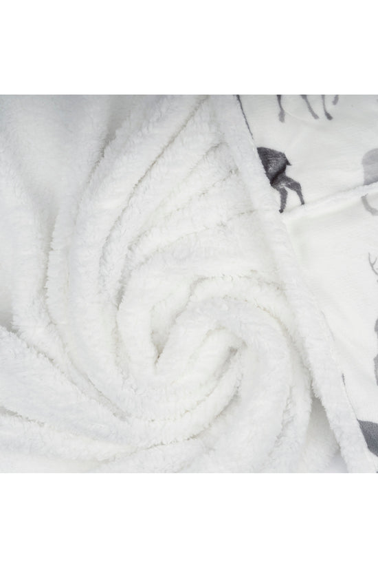 Wearable Blanket Hoodie | Deer Silhouette Flannel w/ Sherpa Lining 48x65 | Cozy Winter Lodge Throw